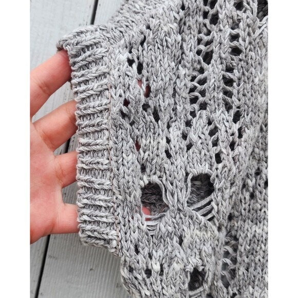 Eileen Fisher Women's Grey Open Knit Cotton Blend Relaxed Sweater Top Shirt Sz S - Picture 4 of 7